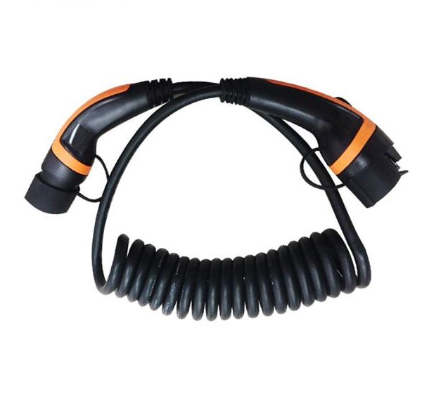 Laddkabel spiral typ 1 Mode 3 Typ 2 till Typ 1 32A 1-fas EN 62196-2 AC EV
